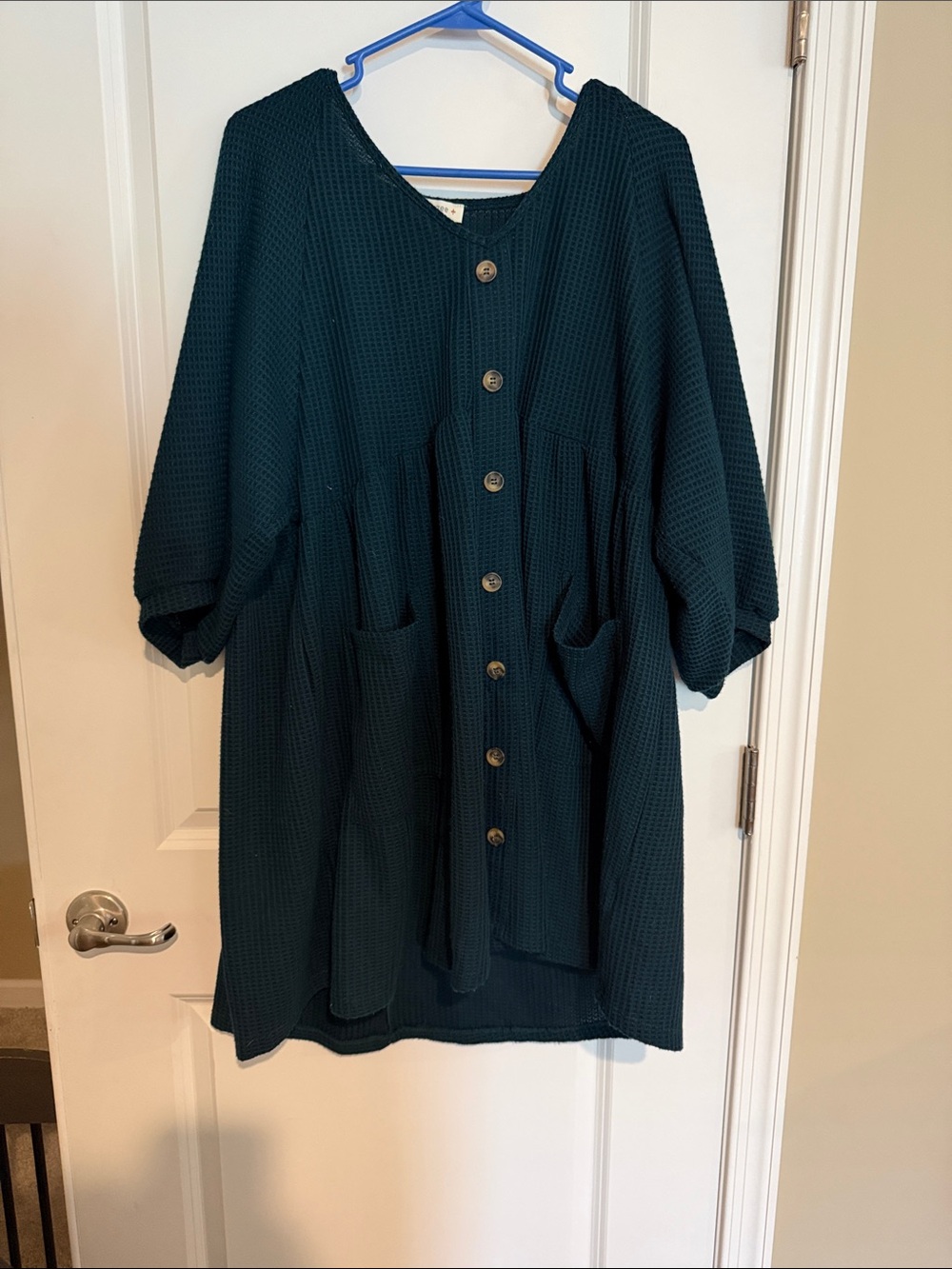 Umgee Deep Teal Button-Front Midi Dress with Pockets